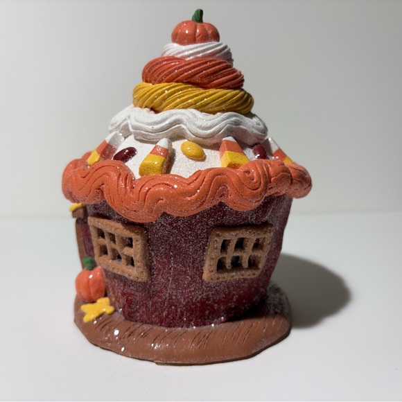 2 Pc Valerie Parr Hill Handmade Illuminated Fall Harvest Cupcake House Cottages - Picture 14 of 16